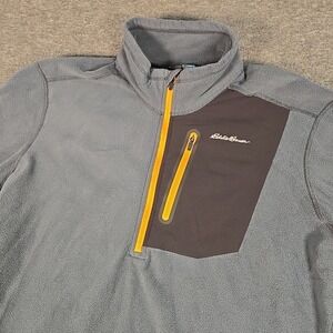 Eddie Bauer First Ascent Half Zip Pullover Fleece Sweater Mens Large Gray